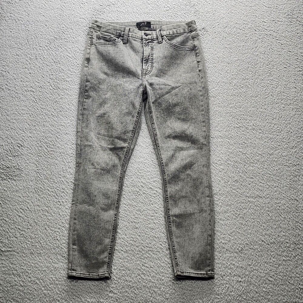 Jen 7 Women's Size 27 Gray Acid Wash Skinny Jeans Stretch Denim Mid Rise